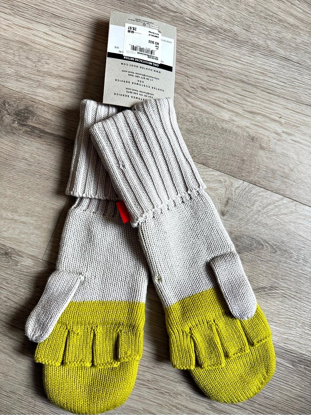 Hunter Original Moustache Mitten Color Block Gray & Yellow